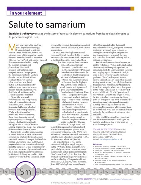 Salute to samarium .